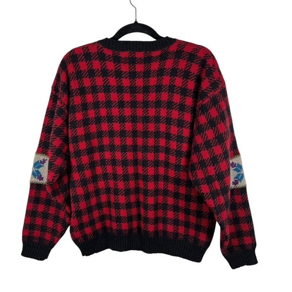 Woolrich VTG Women’s Wool Red Plaid Winter Recreation Ice-skater Sweater Size L - Picture 2 of 8